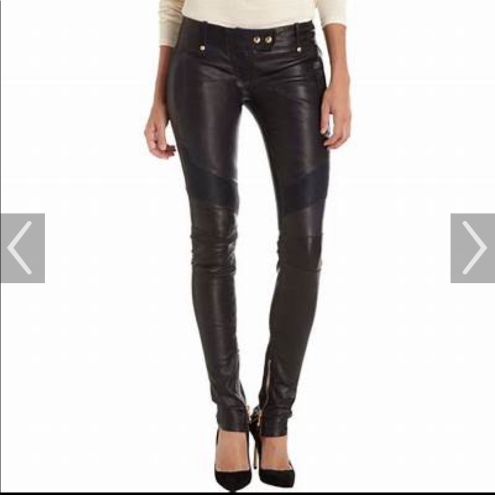 Balmain Motto leather pants